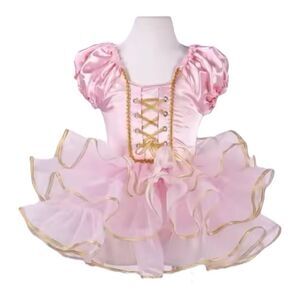 Christmas girls snowflake printed dance dress sequin | pink | size Small